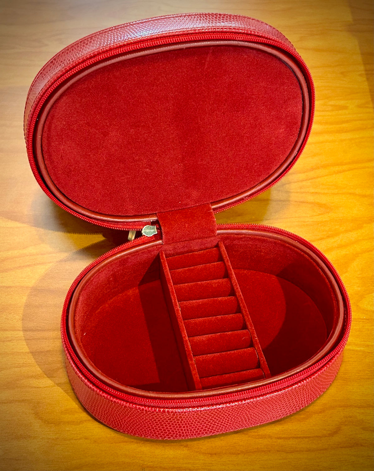 Red "Lizard" Leather Jewelry Case