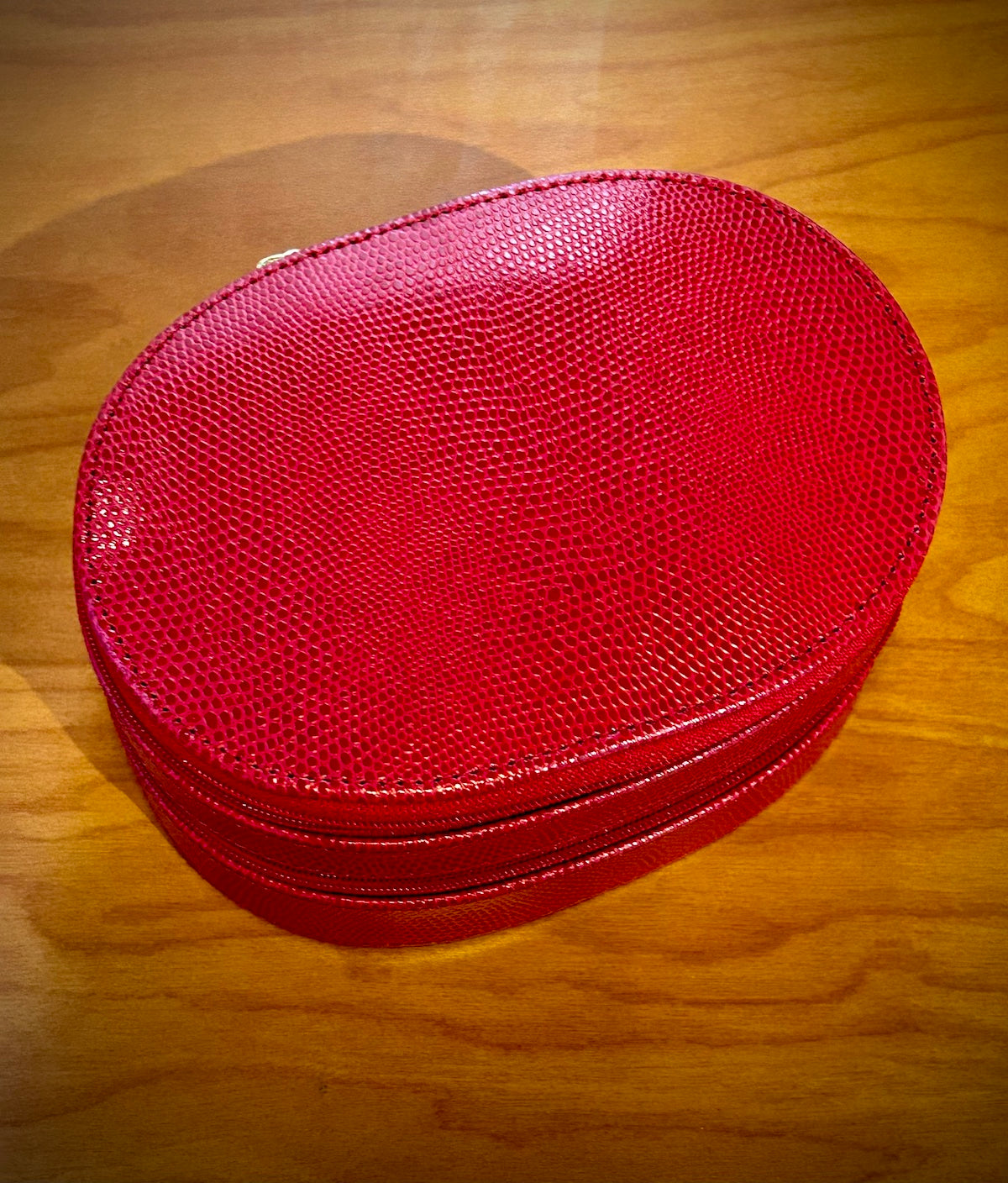 Red "Lizard" Leather Jewelry Case