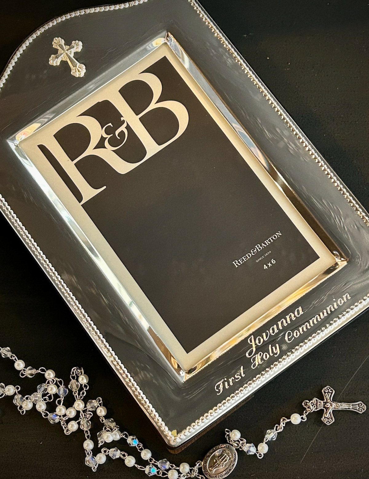 Reed & Barton Abbey Cross 4x6 Silverplate Picture Frame