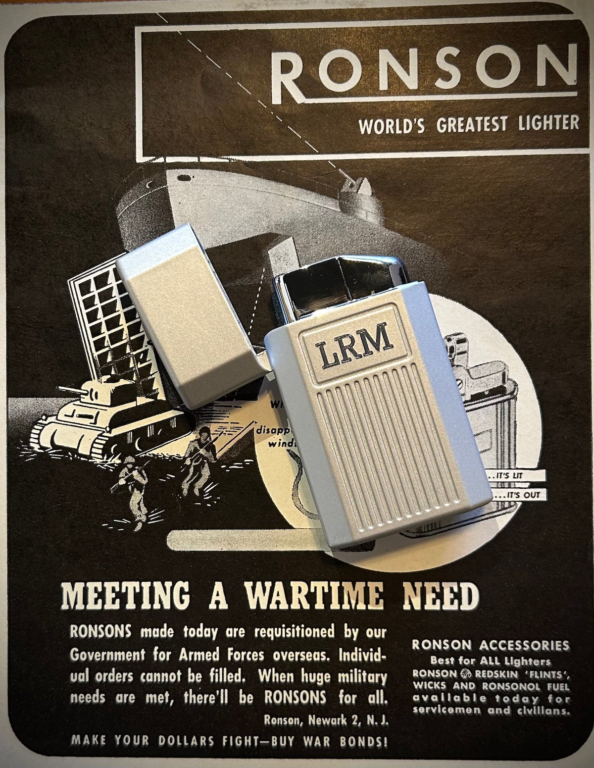 Ronson JetLite Butane Torch Lighter Classic Lined Design
