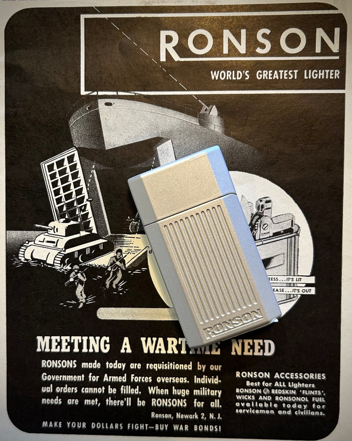 Ronson JetLite Butane Torch Lighter Classic Lined Design