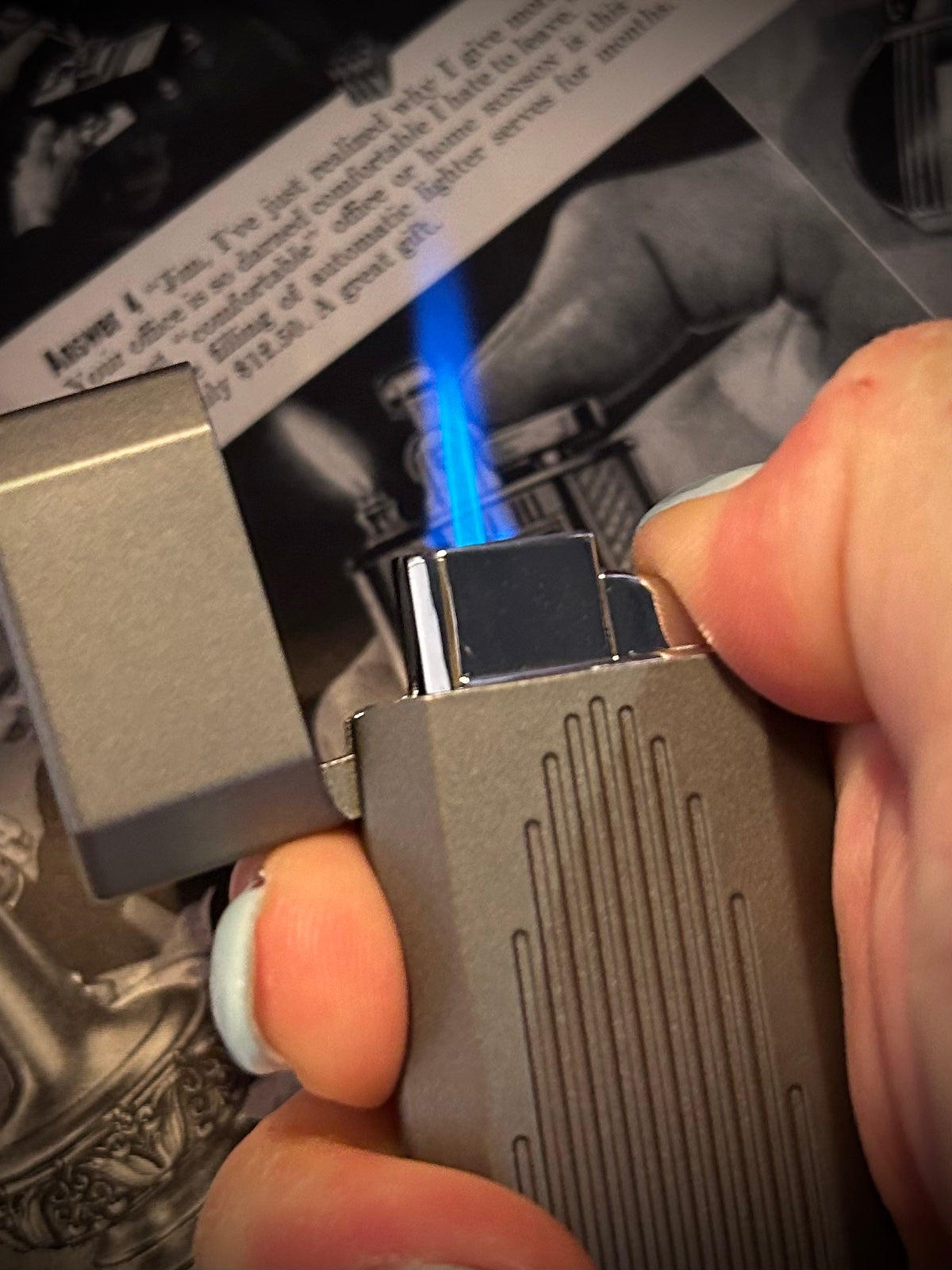 Ronson JetLite Butane Torch Lighter Deco Lines Design