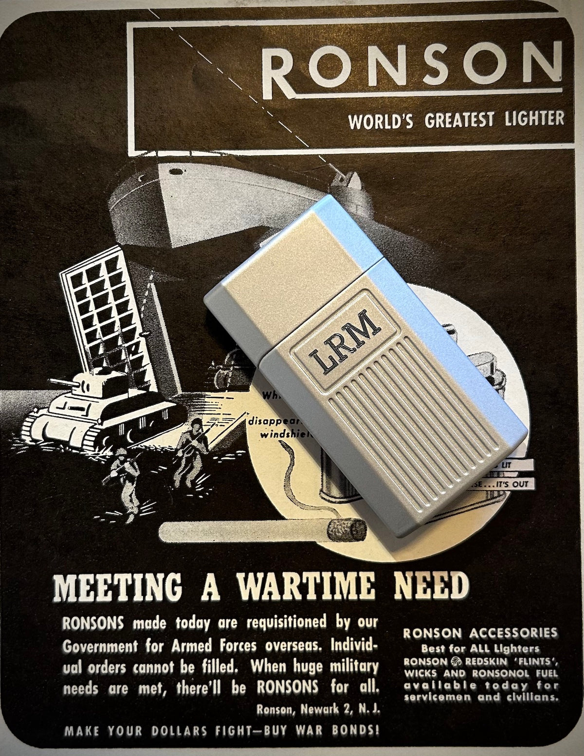 Ronson JetLite Butane Torch Lighter Classic Lined Design