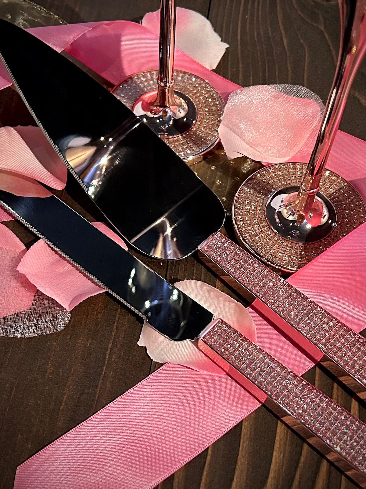 Rose Gold Diamond Glitter Champagne Flutes