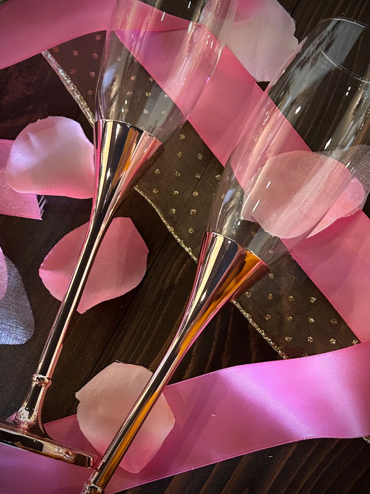 Rose Gold Diamond Glitter Champagne Flutes