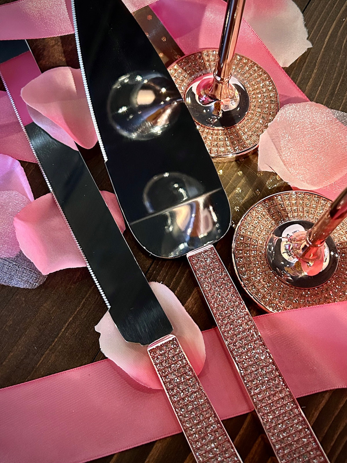Rose Gold Diamond Glitter Cake Knife & Server