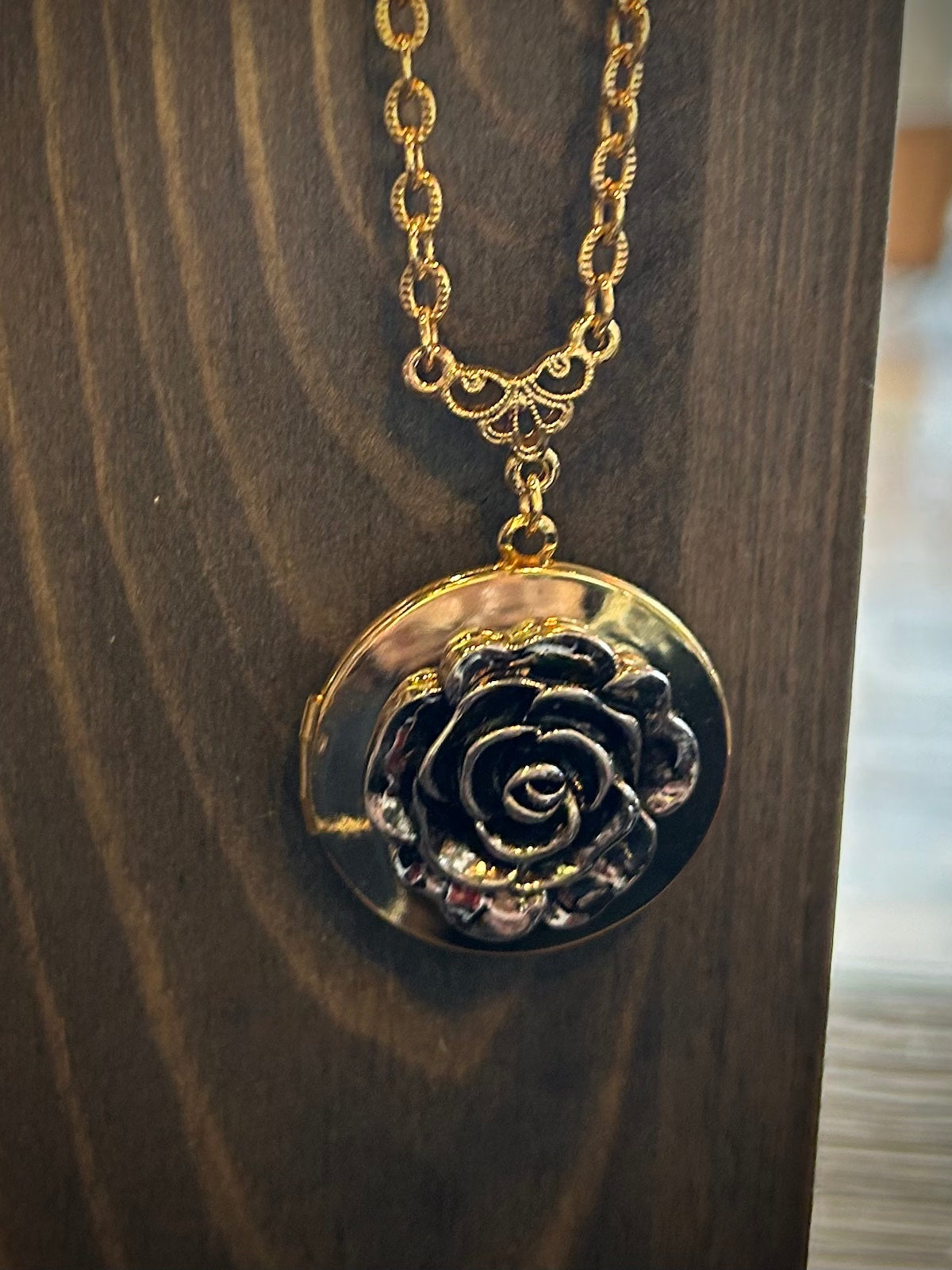 1928 Jewelry Rose Pendant Gold Locket Necklace