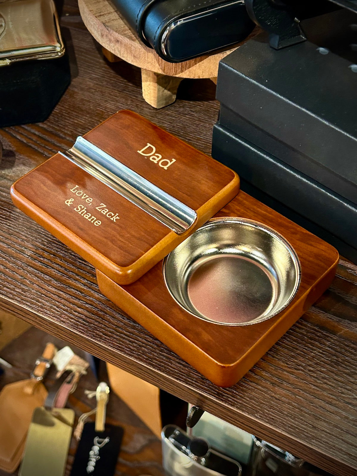 Rosewood Swivel Cigar Ashtray