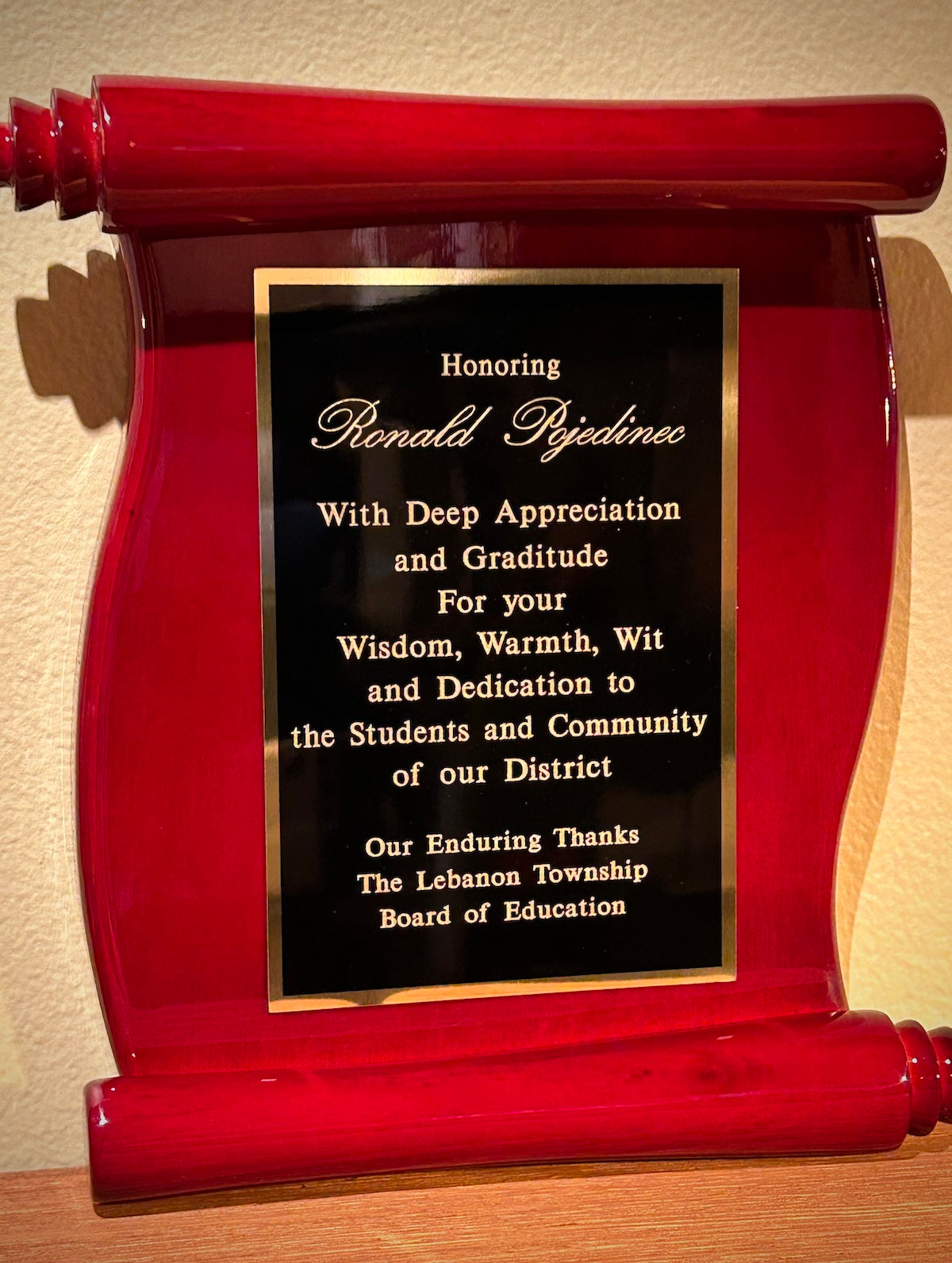 Rosewood Piano Finish Scroll Plaque