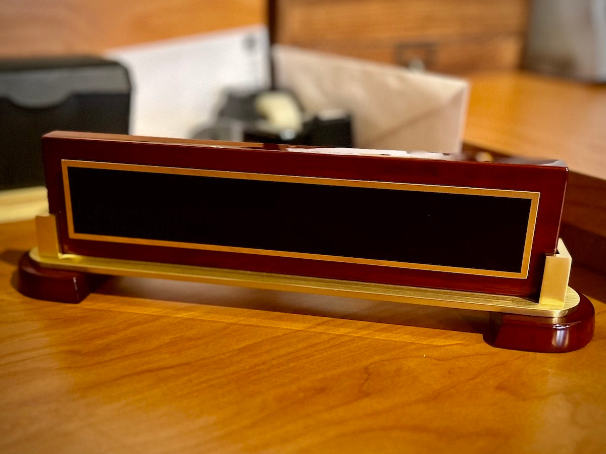Rosewood Piano Finish with Gold Accents Name Bar