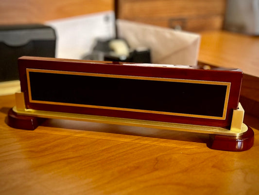 Rosewood Piano Finish with Gold Accents Name Bar