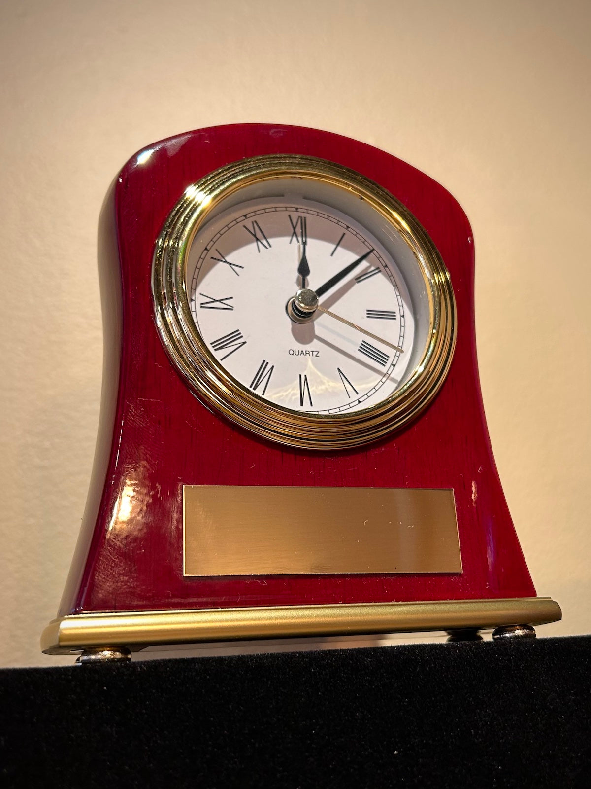 Rosewood Piano Finish Bell Shape Desk Clock