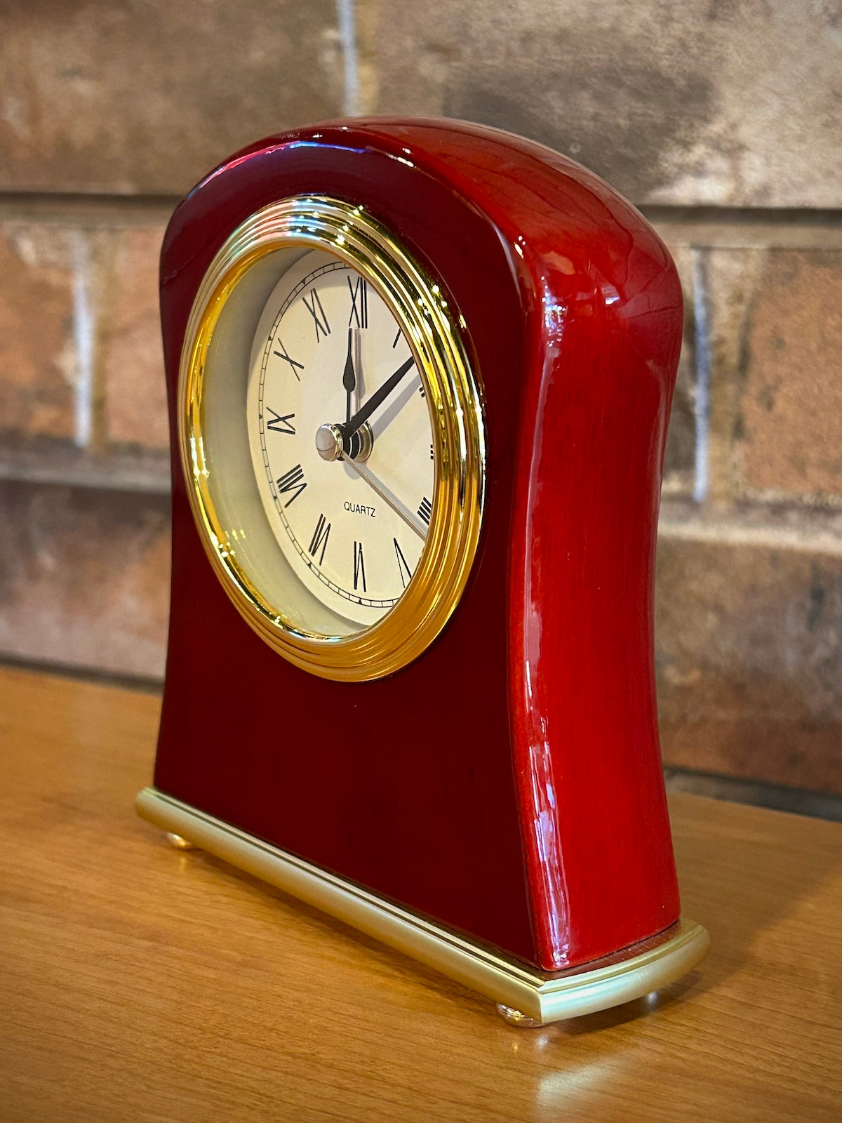 Rosewood Piano Finish Bell Shape Desk Clock