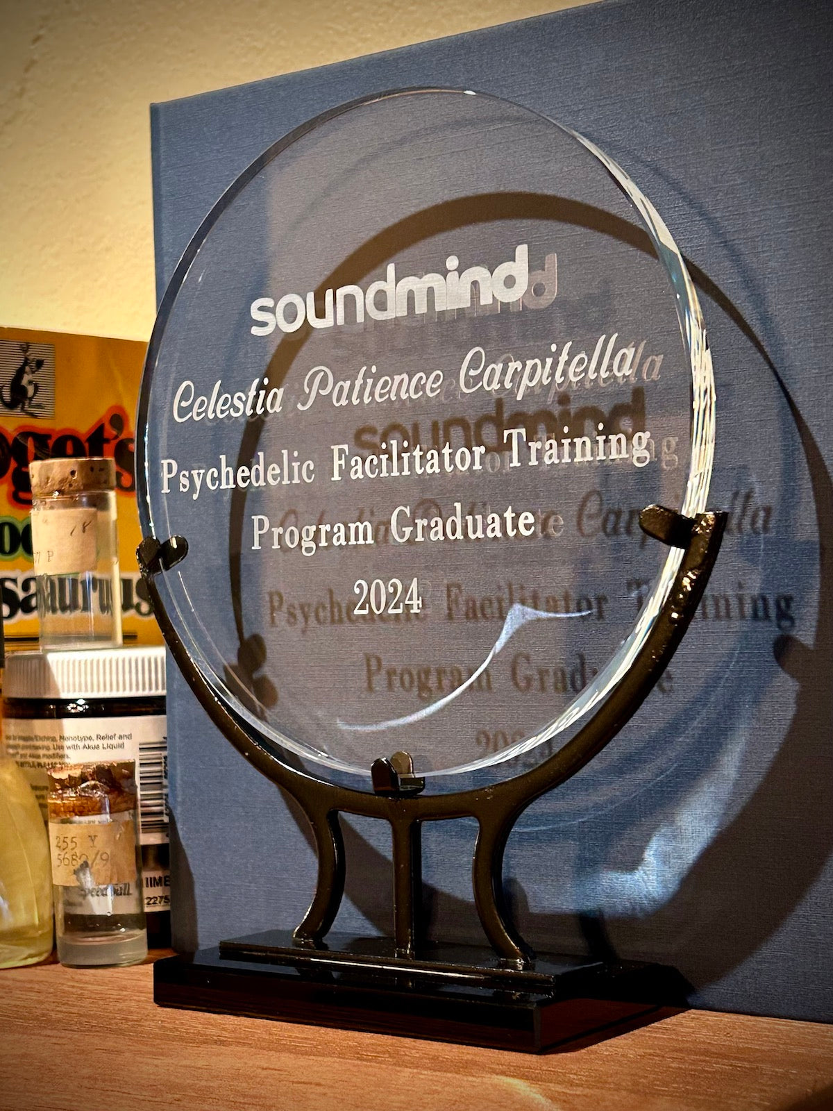 Round Vintage Glass with Iron Base Award
