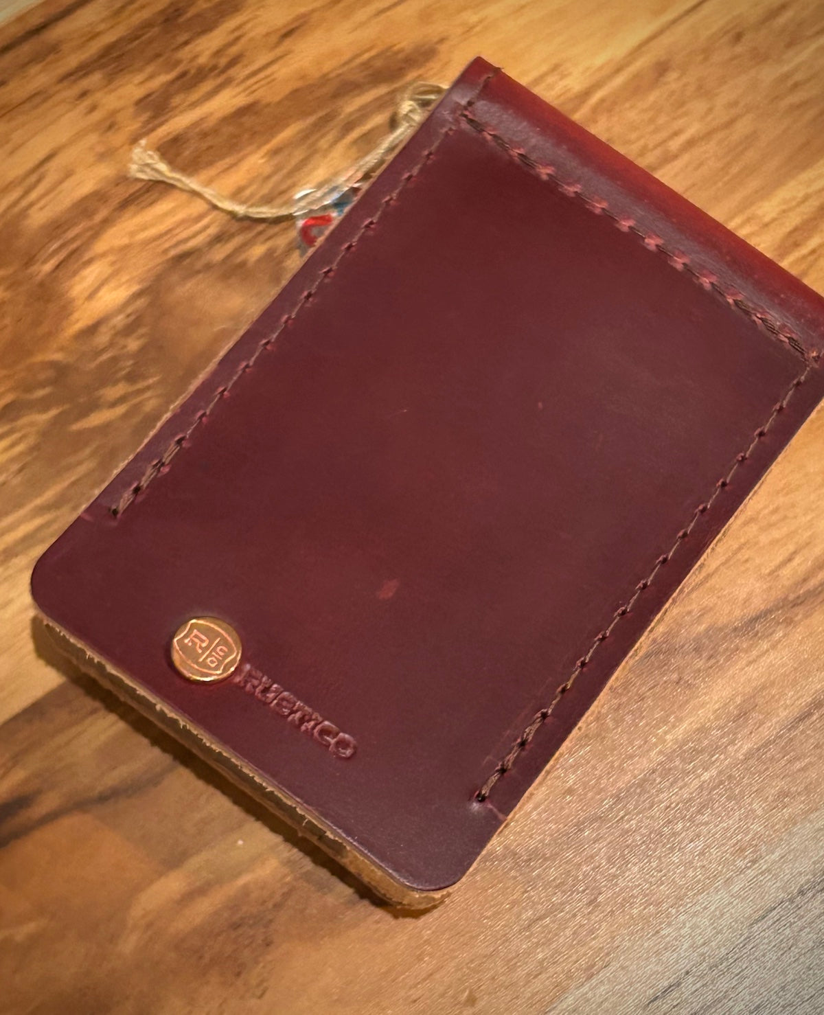 Handmade Burgundy Money Clip Leather Wallet