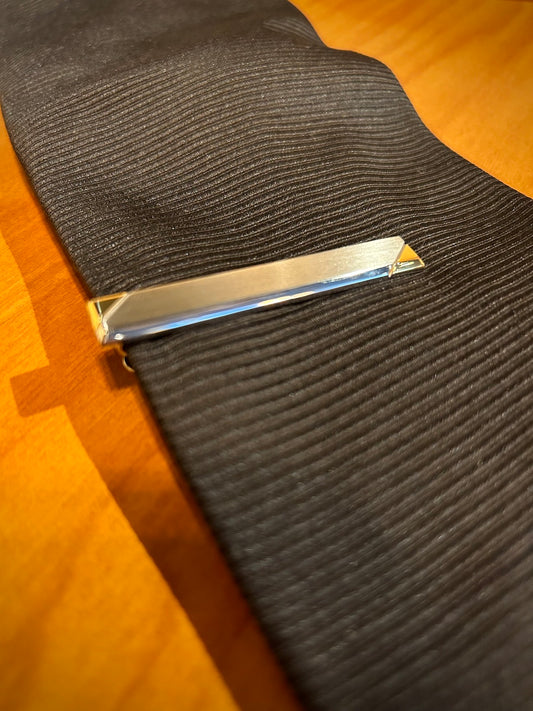Stainless Steel & Polished Gold Diagonal Edge Tie Bar