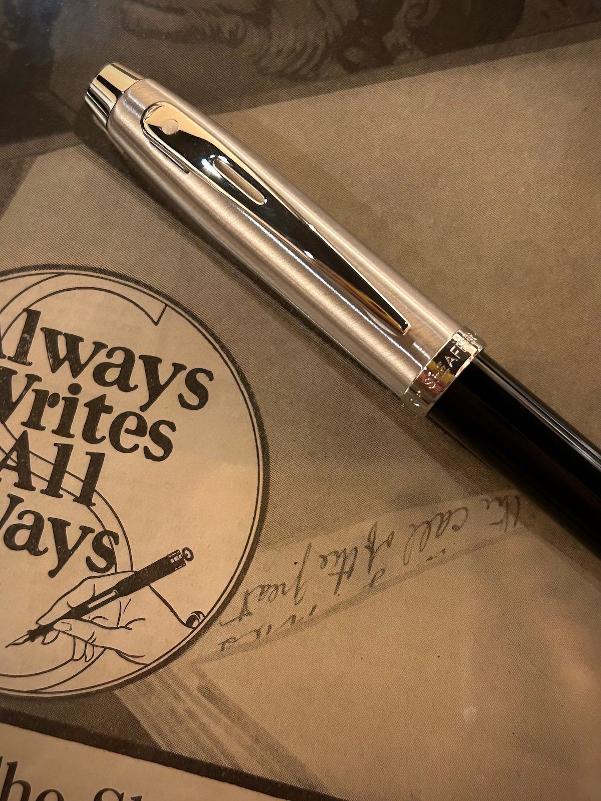 Sheaffer 100 Black Glossy Barrel, Brushed Chrome Cap Ballpoint Pen
