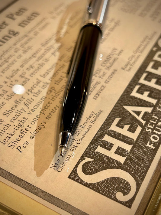 Sheaffer 100 Black Glossy Barrel, Brushed Chrome Cap Ballpoint Pen