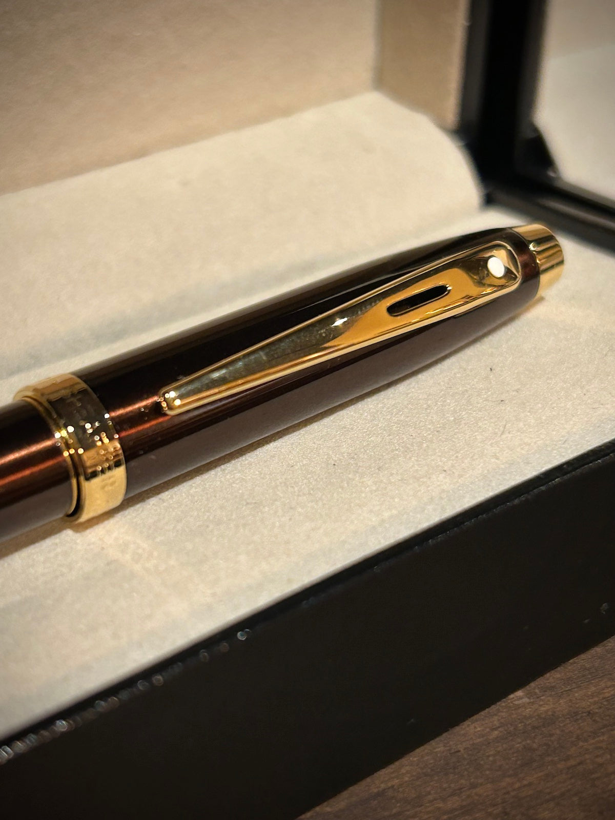 Sheaffer 100 Coffee Brown with Gold Trim Rollerball Pen