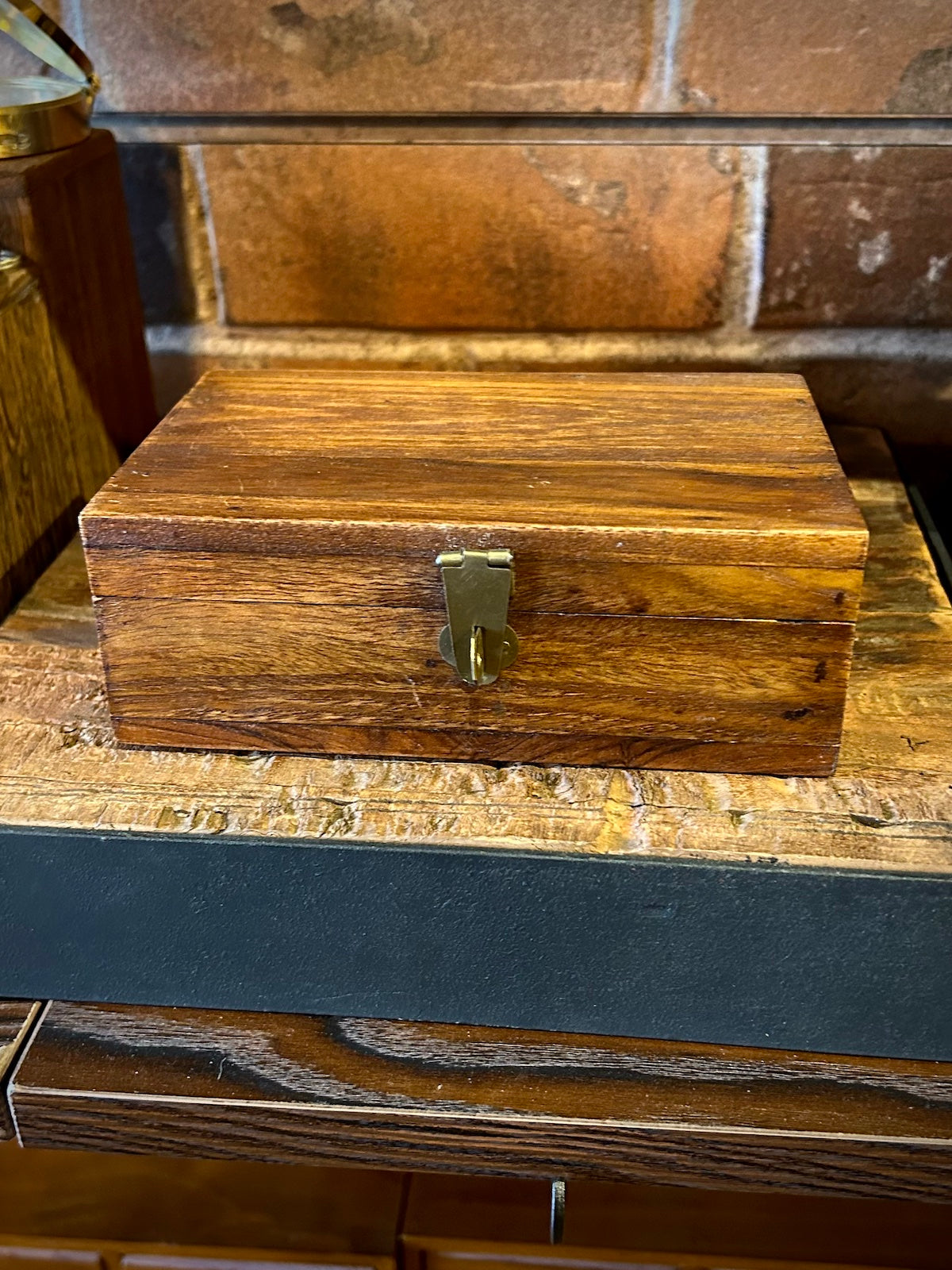 6.5" Wood Trinket "Treasure" Box