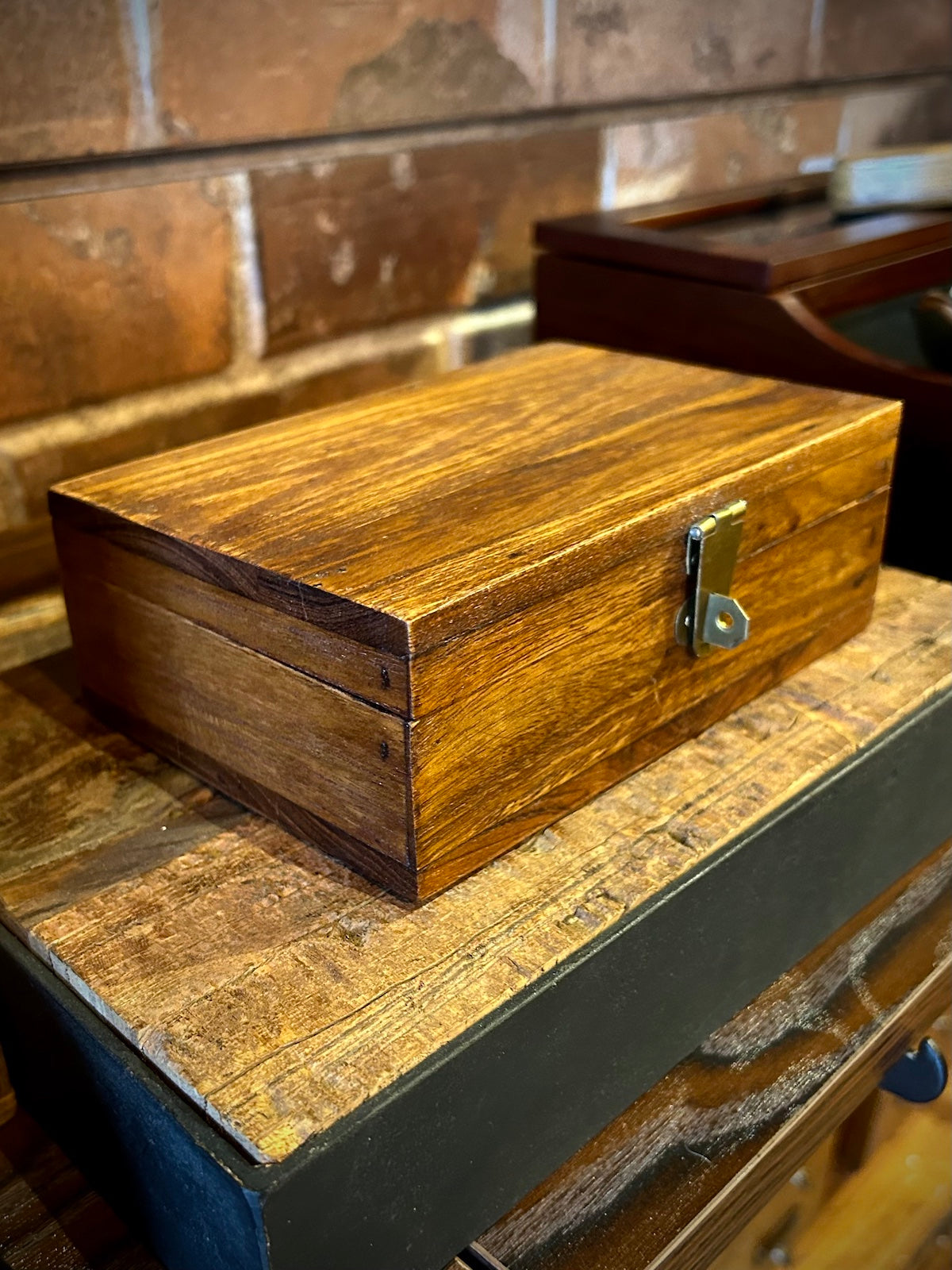 6.5" Wood Trinket "Treasure" Box