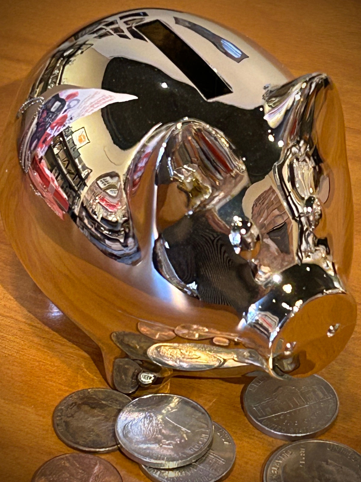 Small Shiny Silver Piggy Bank
