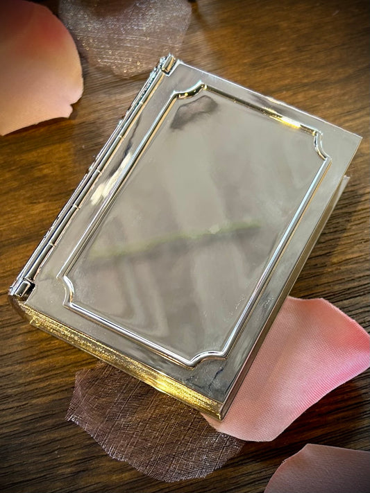 Classic Silver Book Shaped Keepsake Box