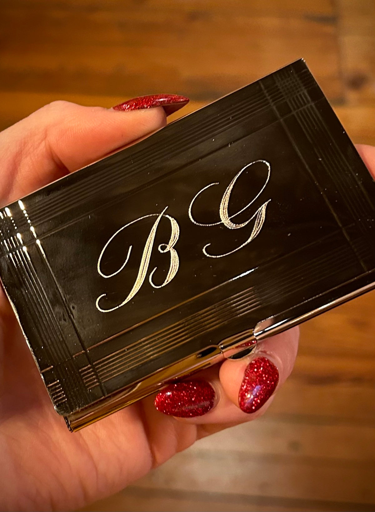 Silver Lined Border Business Card Case