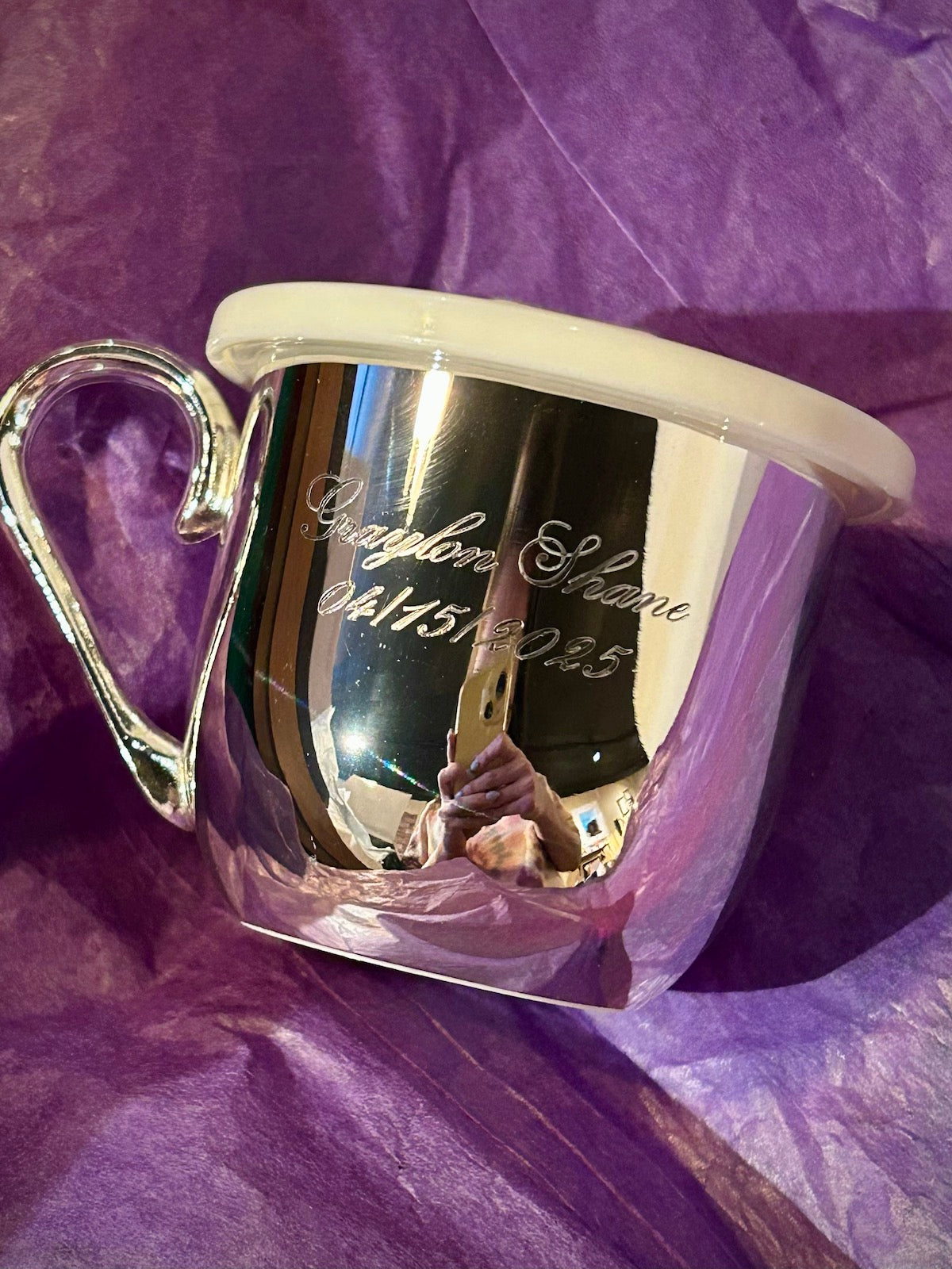 Silverplated Baby Cup With Plastic Cup & Sippy Lid Insert