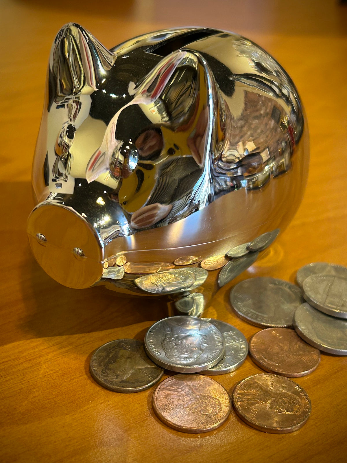 Small Shiny Silver Piggy Bank