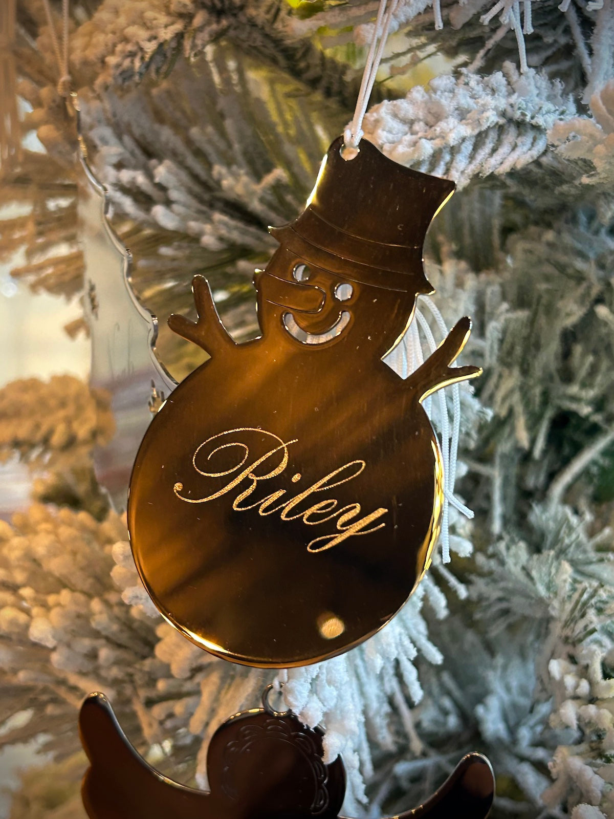 Silver Snowman with White Tassel Ornament