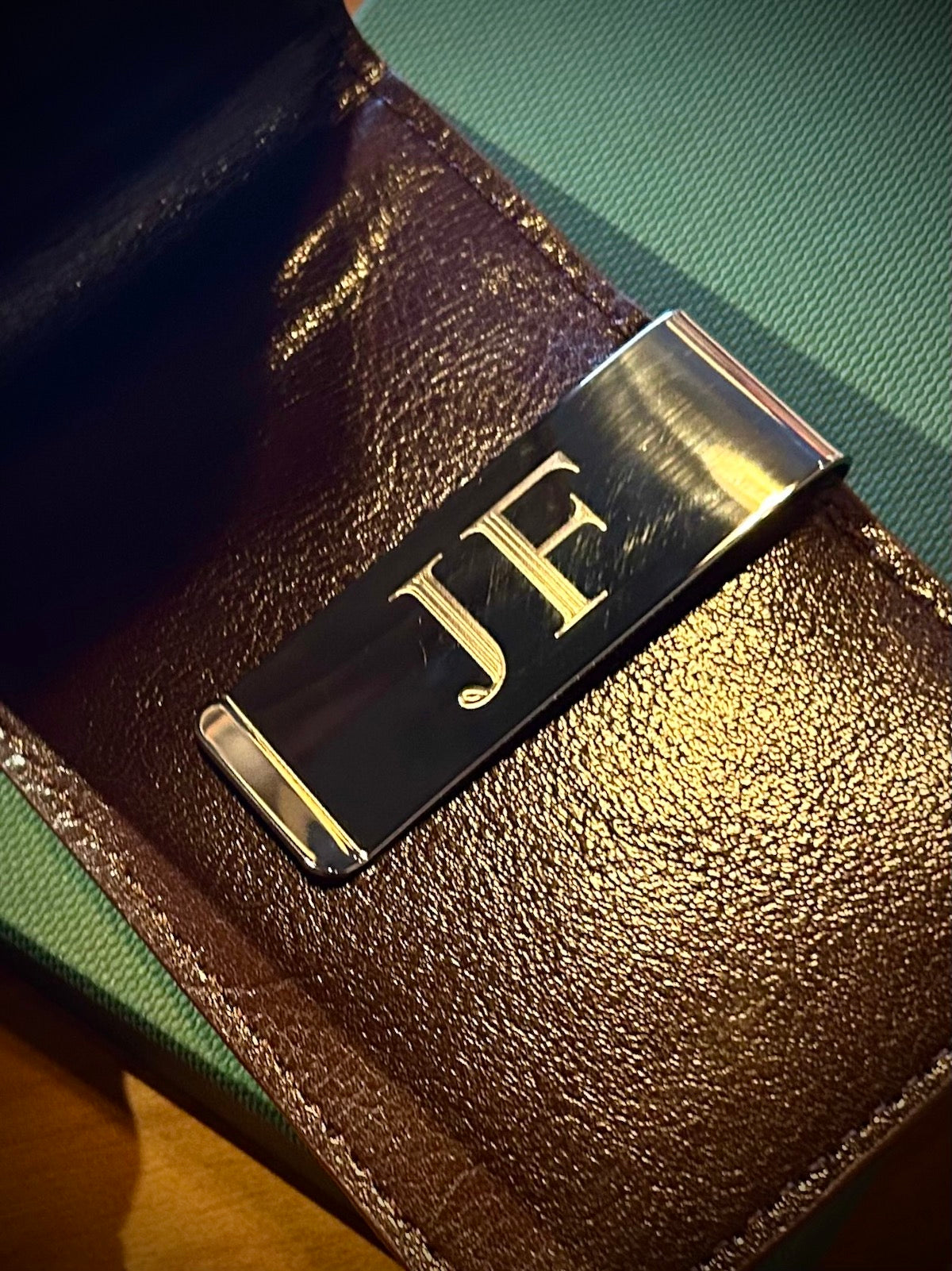 Slim Brown Leather Money Clip Wallet
