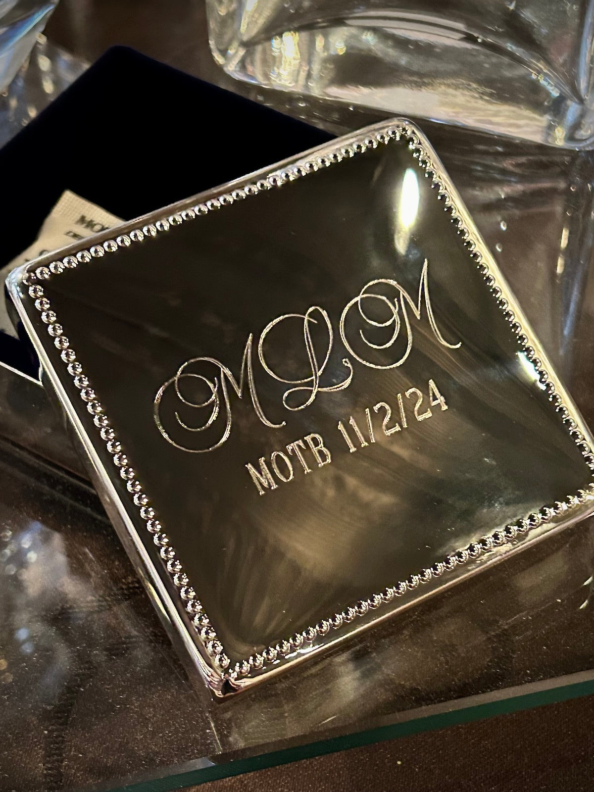 Square Beaded Silver Box