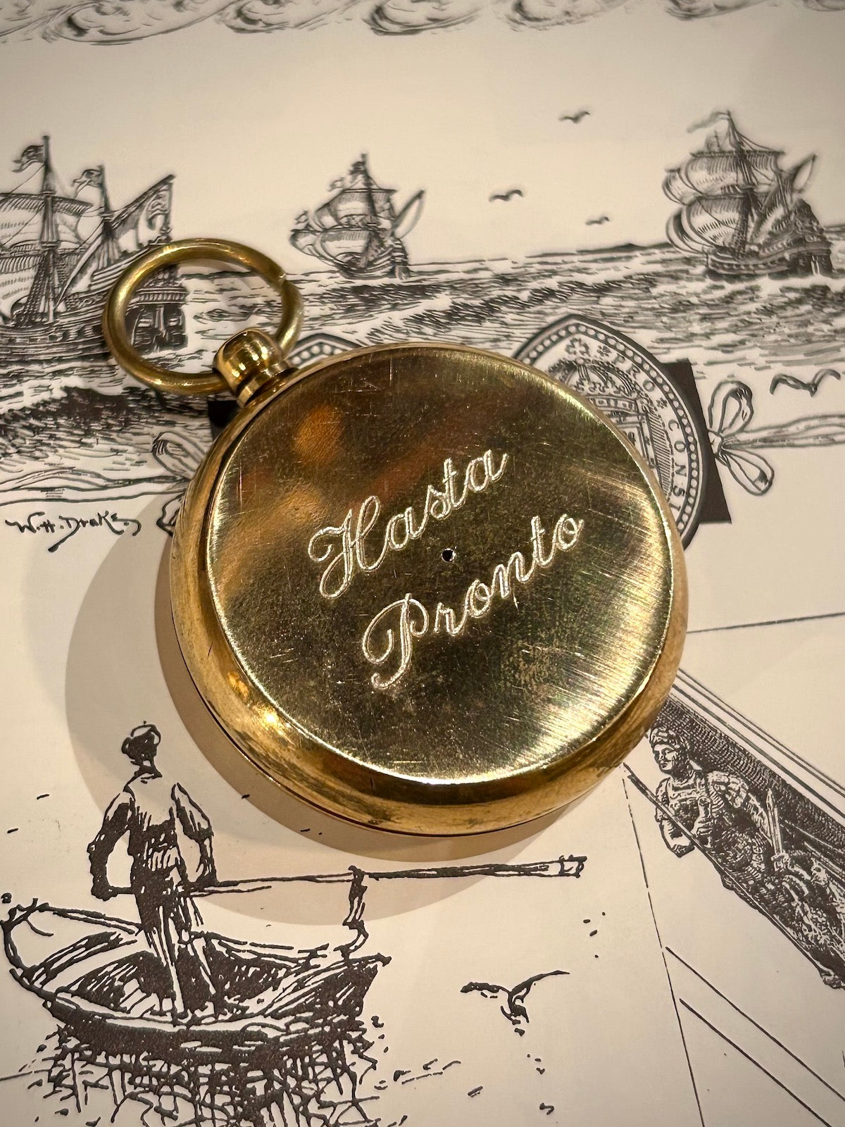 1-5/8" Solid Polished Brass Pocket Compass