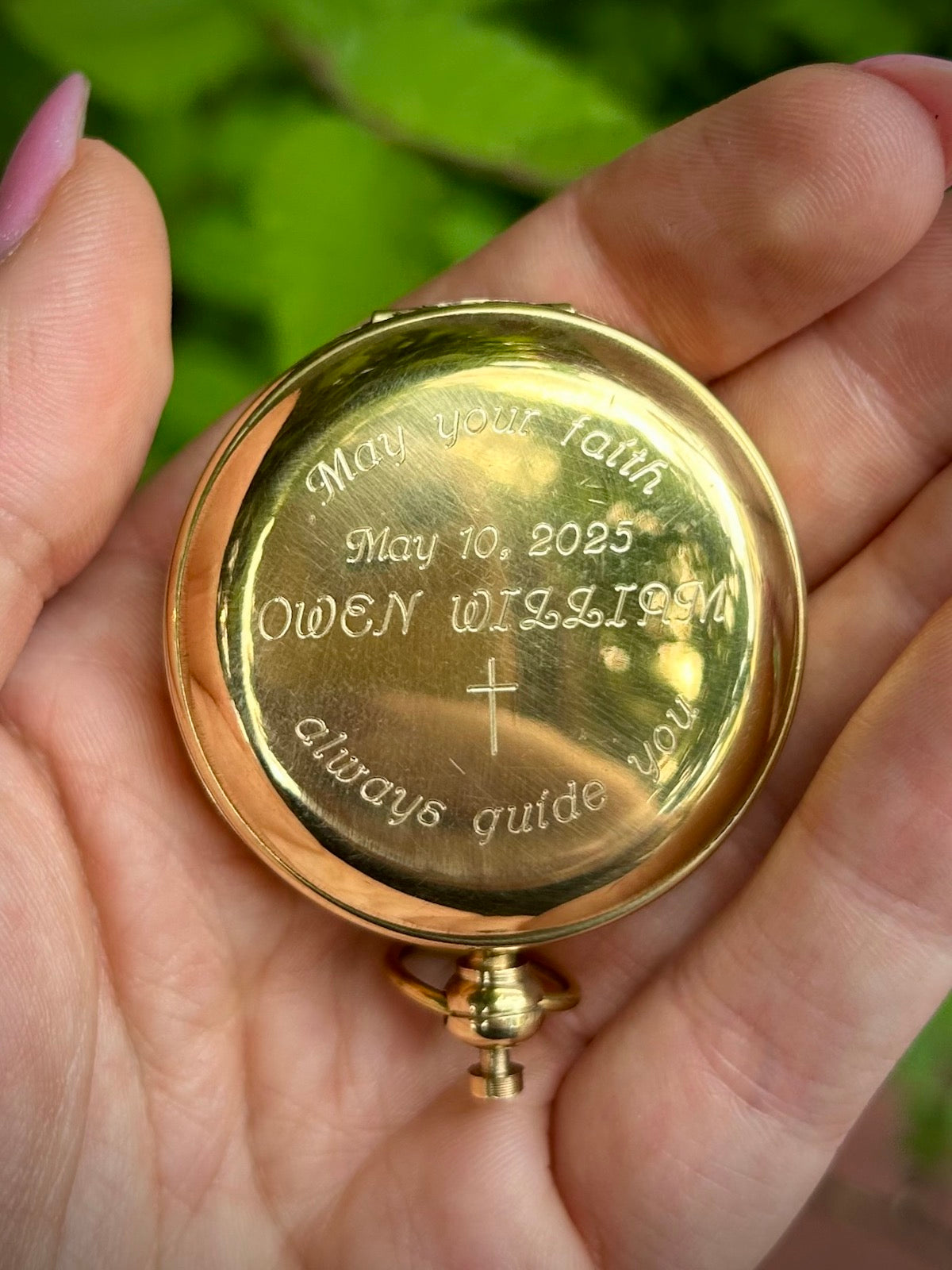 1-7/8" Solid Polished Brass Pocket Compass with Felt Pouch