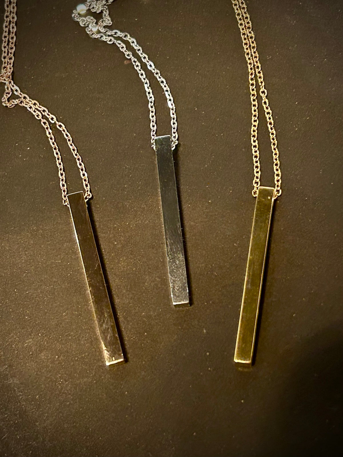 4 Sided Vertical Bar Polished Stainless Steel Necklaces