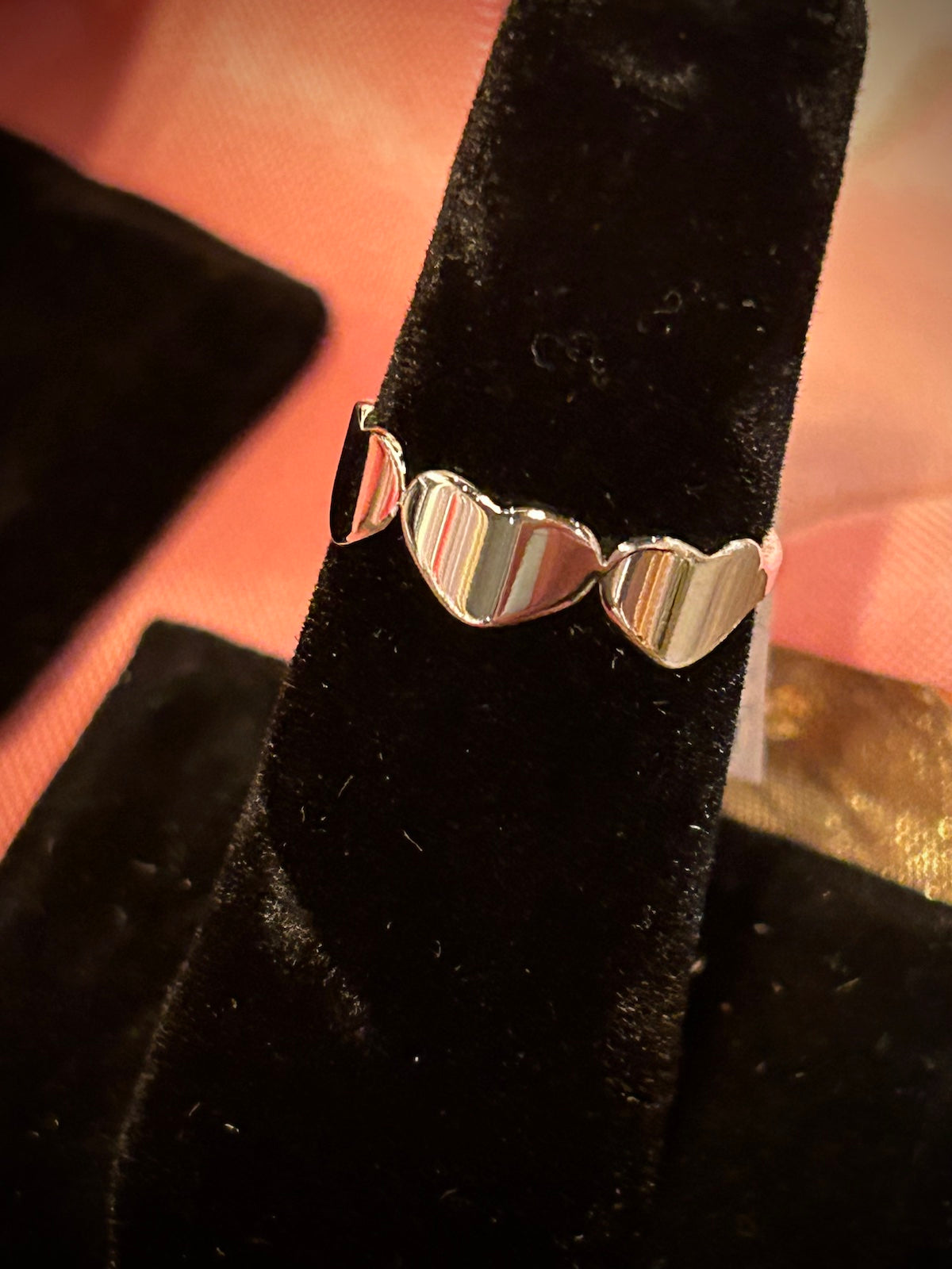 18k Gold PVD Coated Stainless Steel 3 Heart Ring (Gold or Silver)