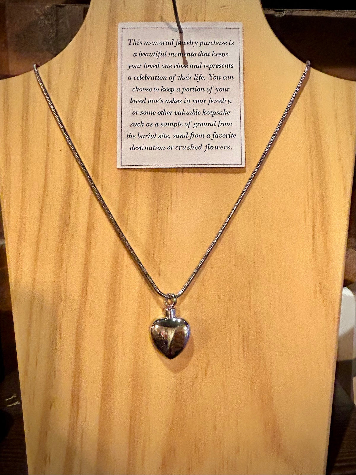 Stainless Steel Heart Urn Necklace