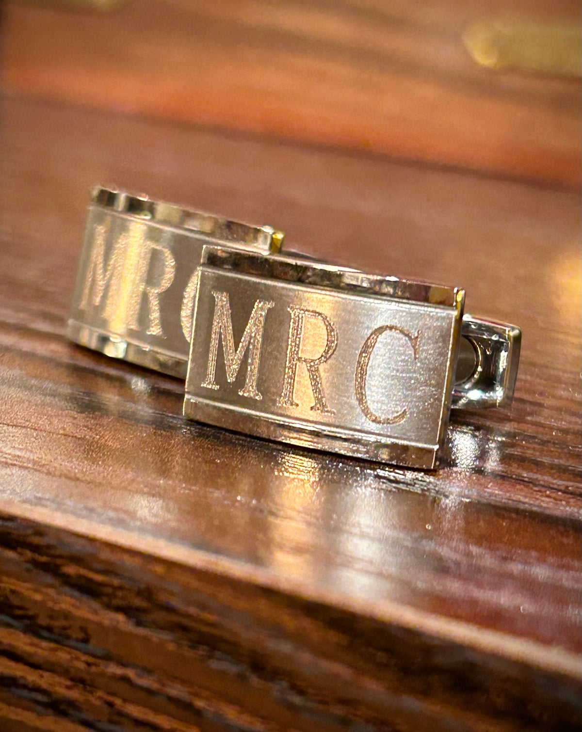 Stainless Steel & Silver Rectangular Cufflinks
