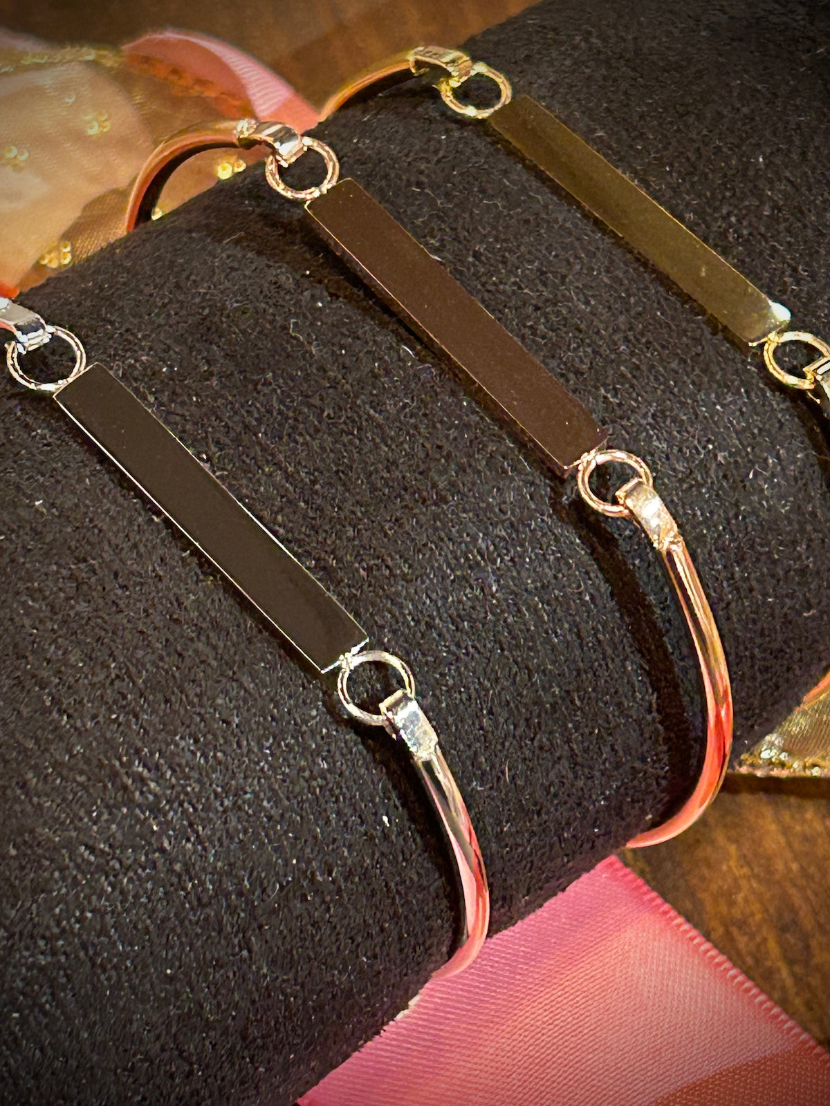 Gold, Silver, or Rose Gold Stainless Steel Flat Bar Bangle Bracelets