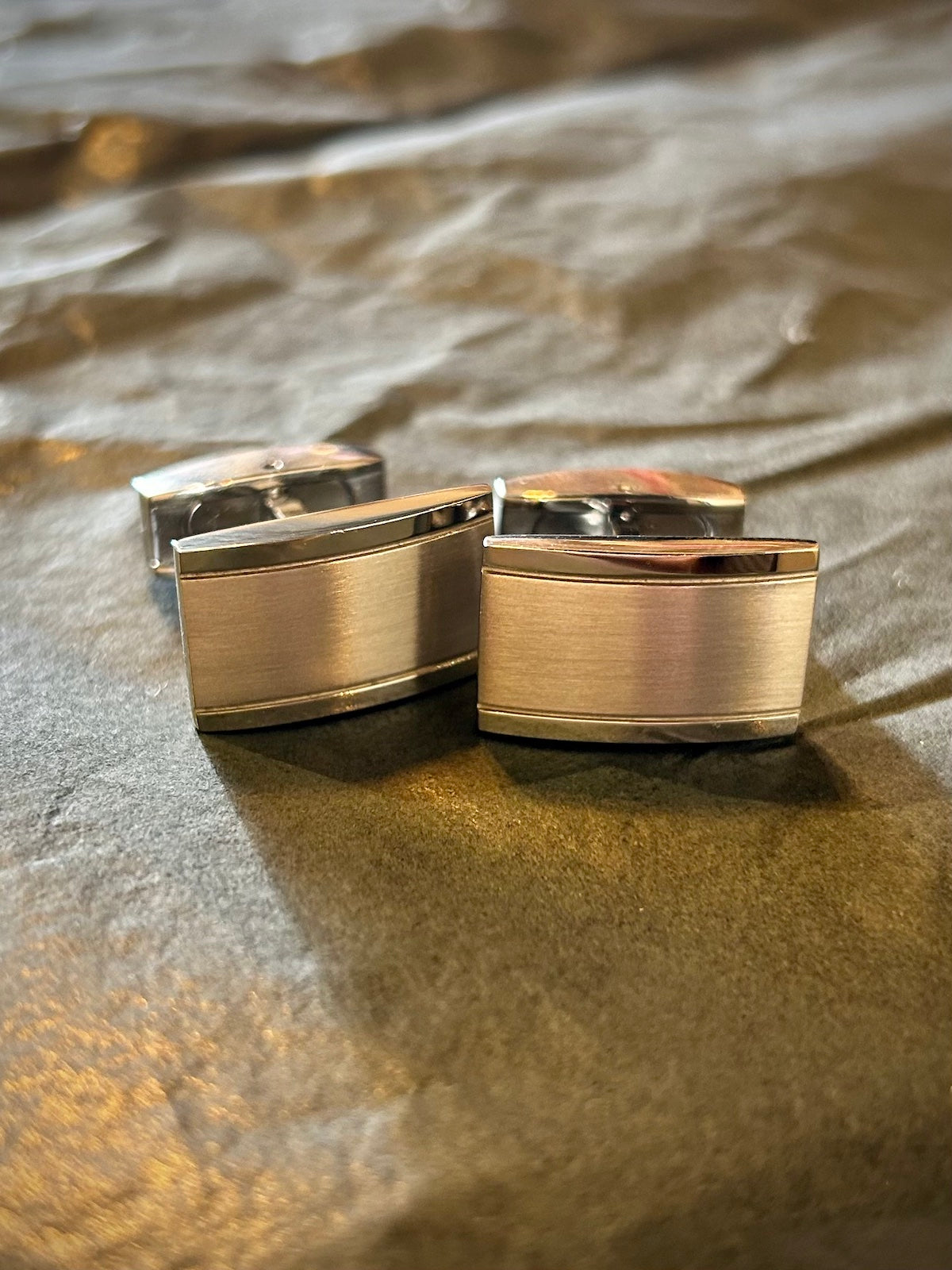 Stainless Steel & Silver Rectangular Cufflinks