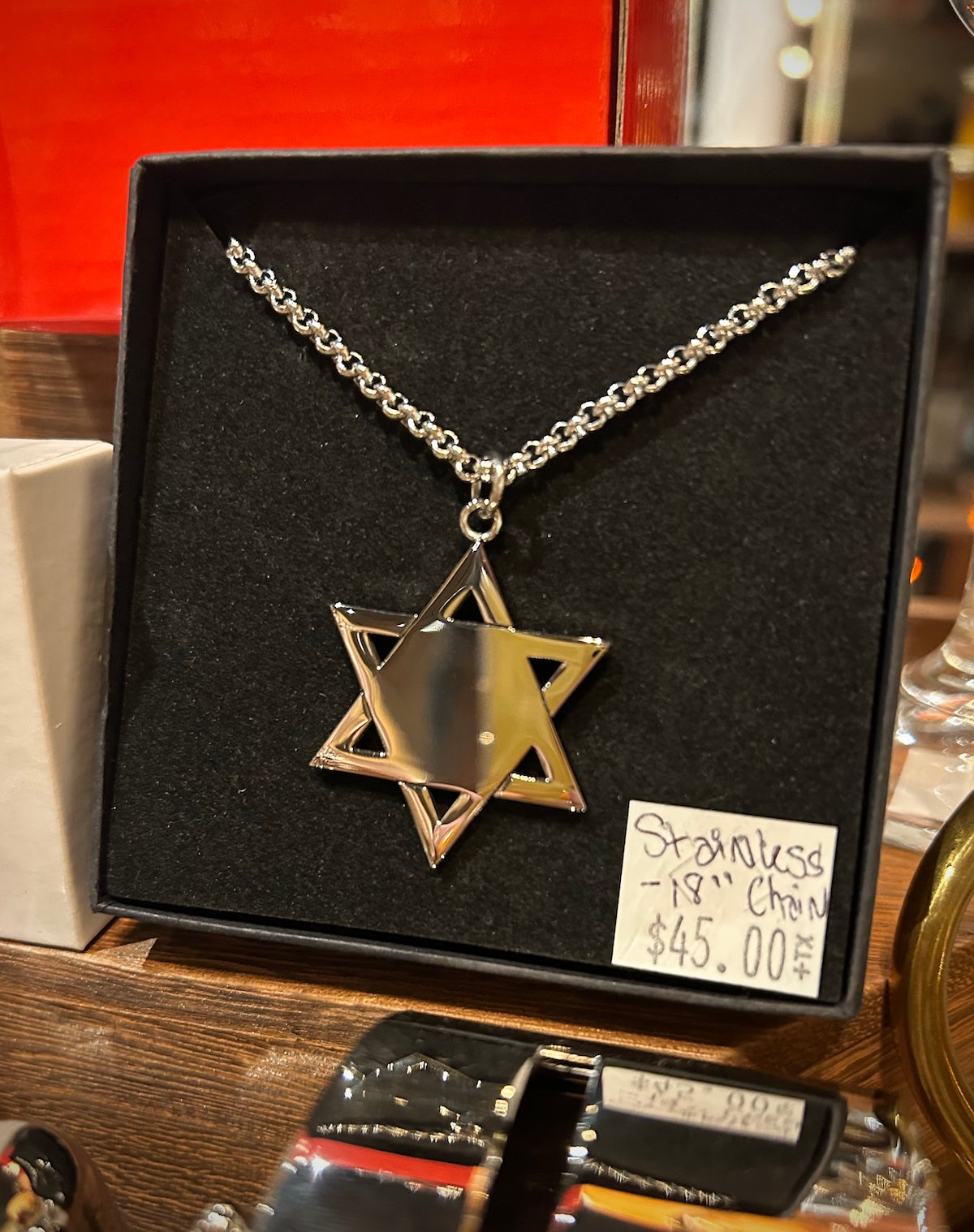 Stainless Steel Star Of David with 18" Chain Necklace