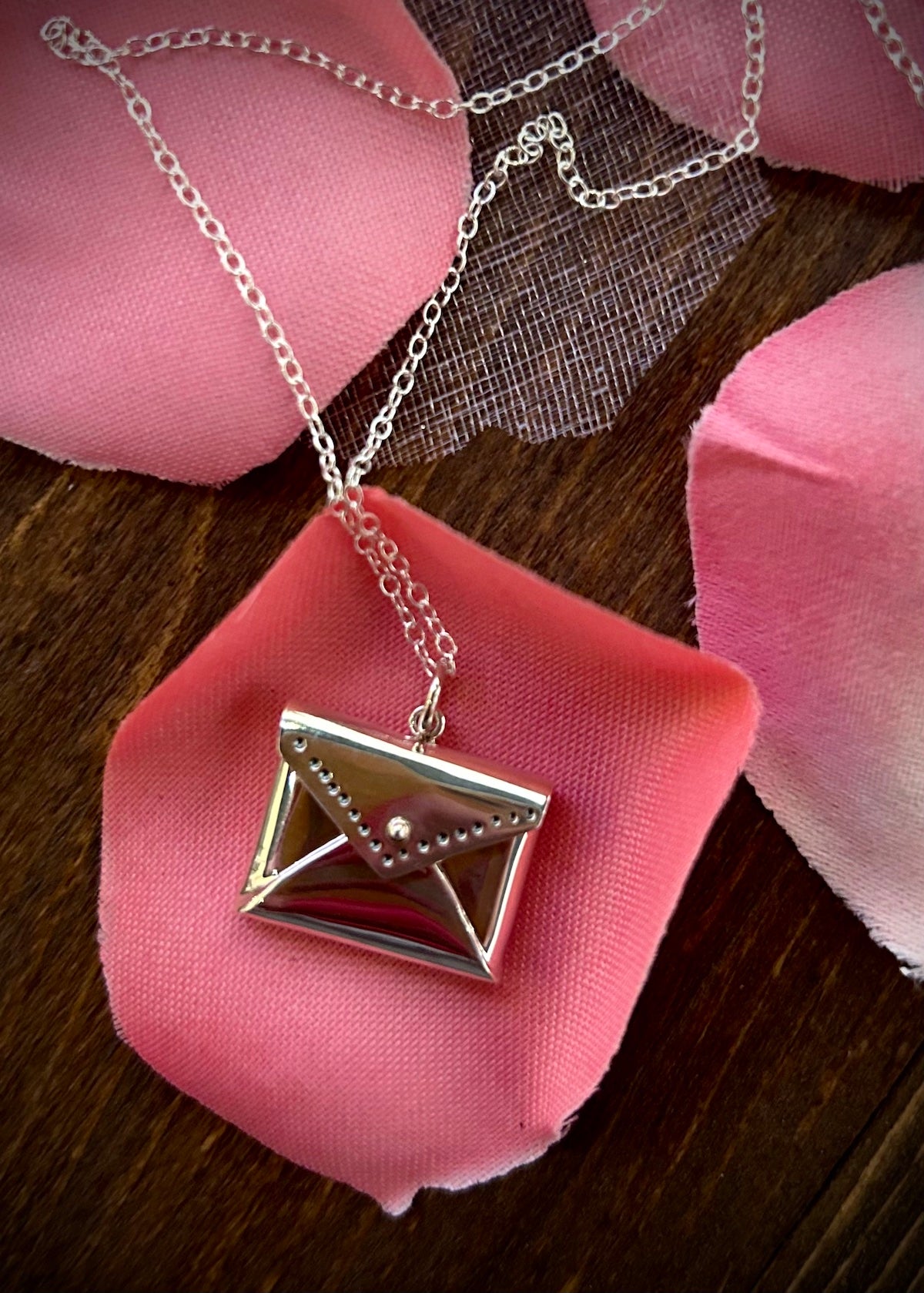 Sterling Silver Envelope Locket Necklace