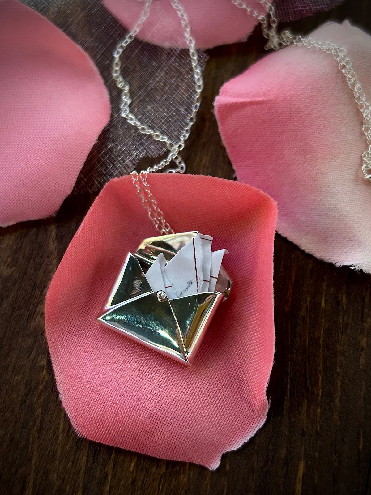 Sterling Silver Envelope Locket Necklace