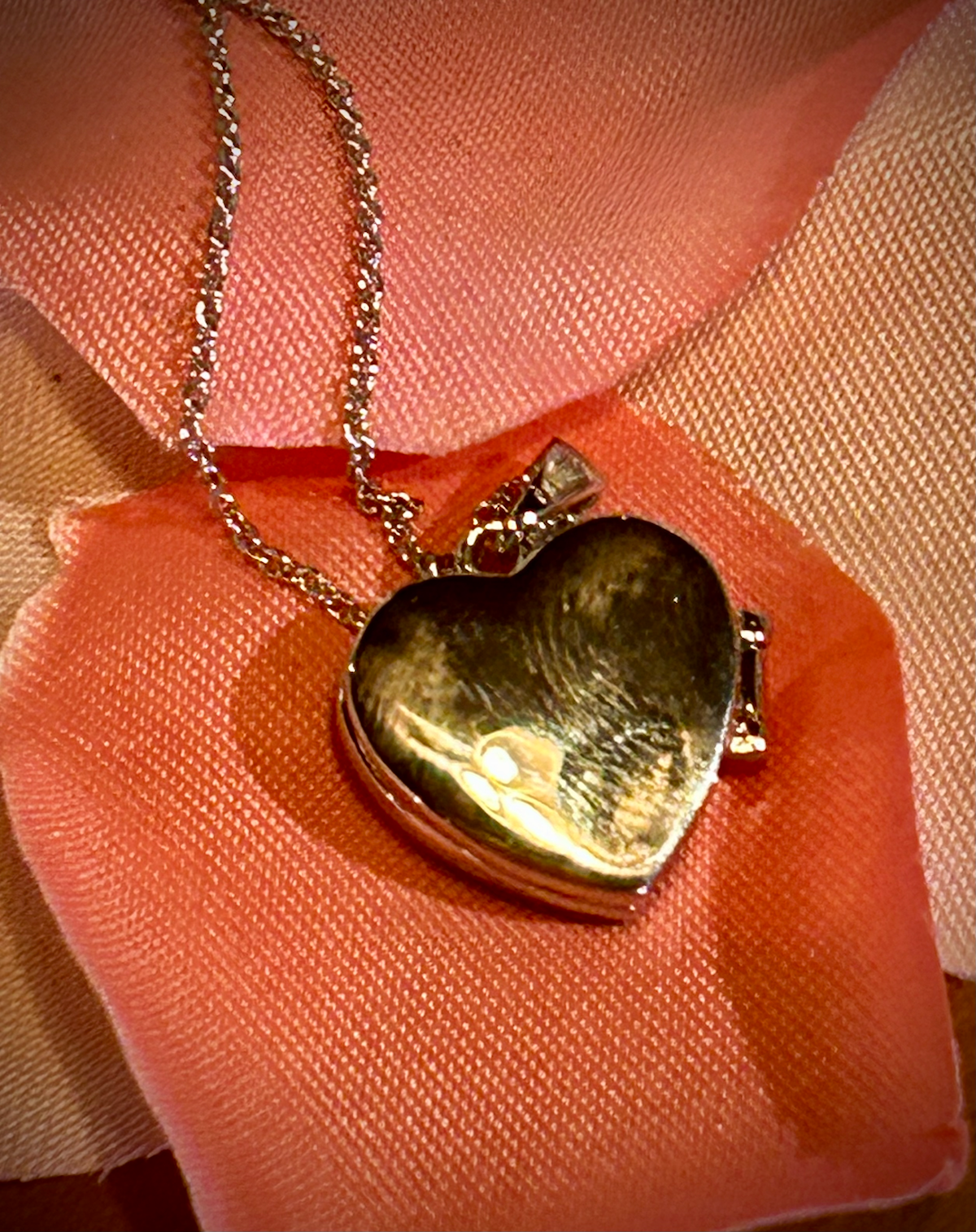 Sterling Silver Pink CZ Heart Girls Locket