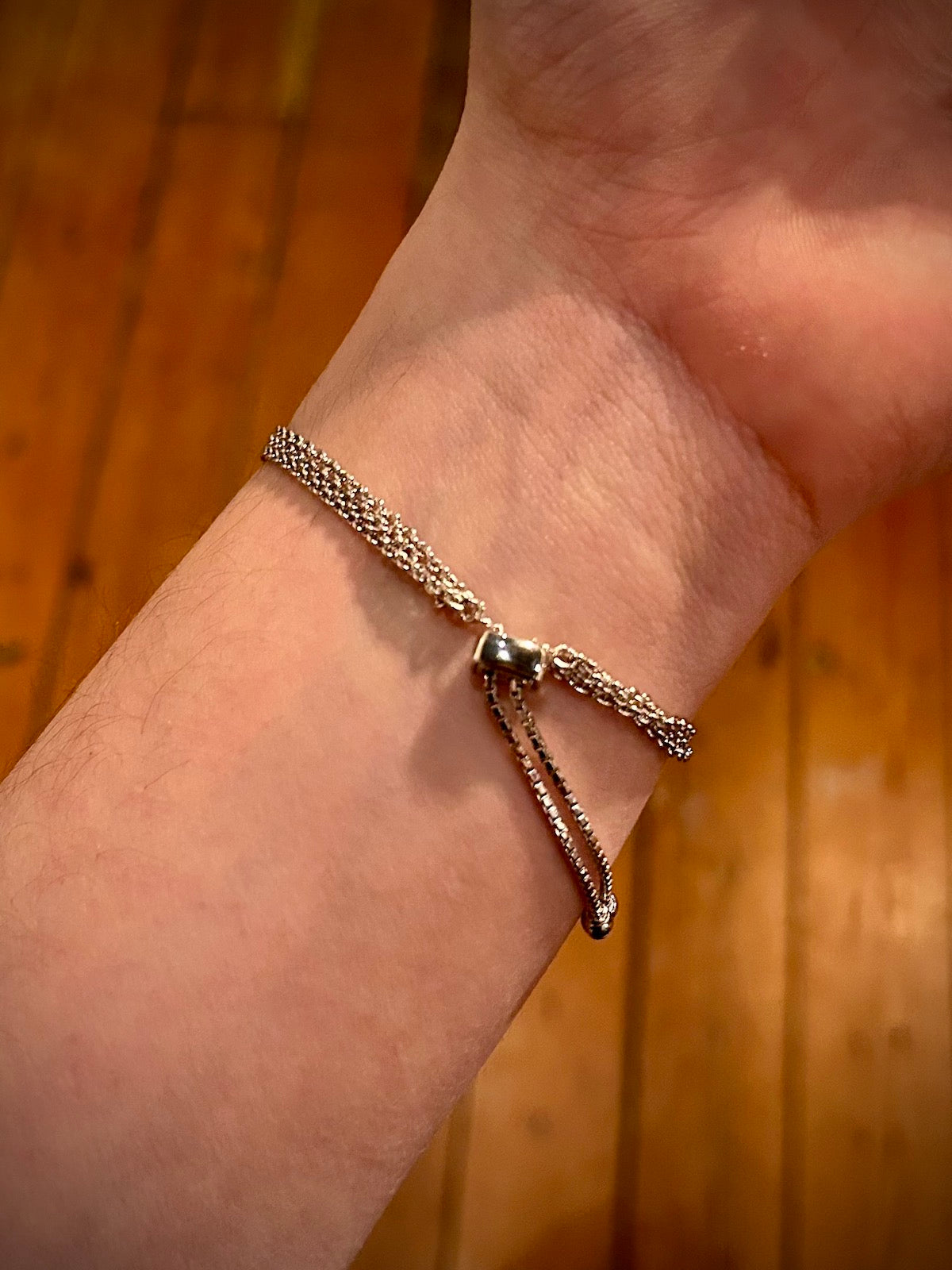 3 Strand Rhodium Plated Sterling Silver Bolo Bracelet