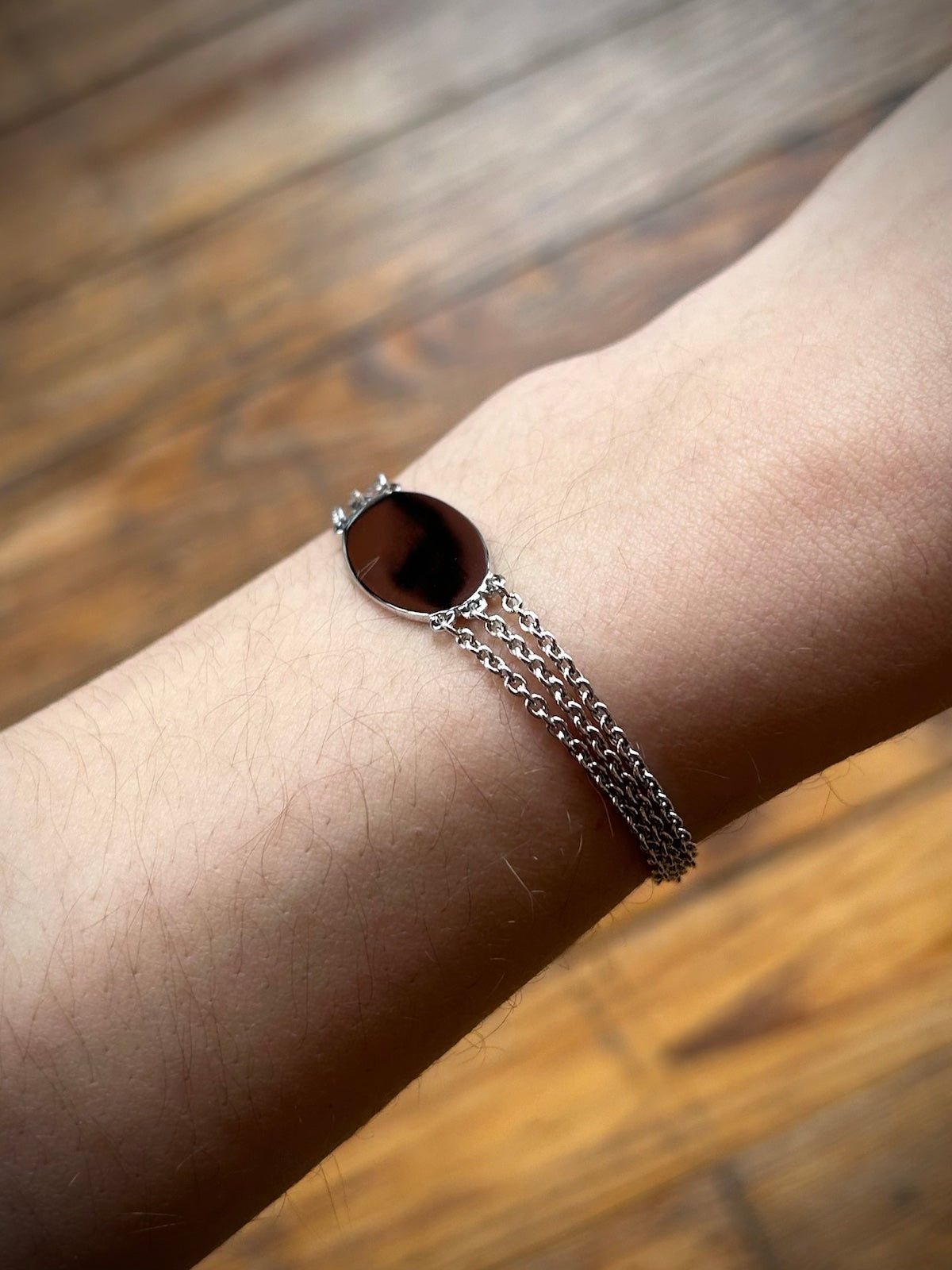 3 Strand Rhodium Plated Sterling Silver Bolo Bracelet