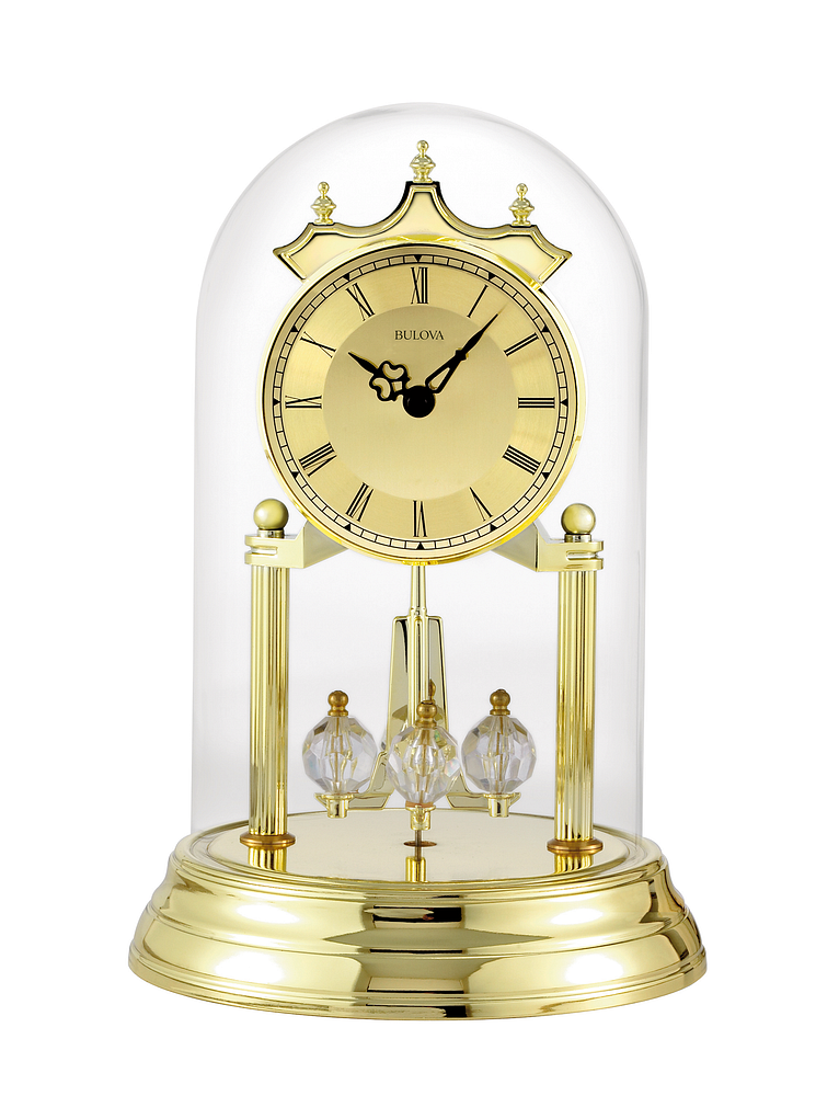 Bulova Tristan Dome Rotating Pendulum Gold Clock