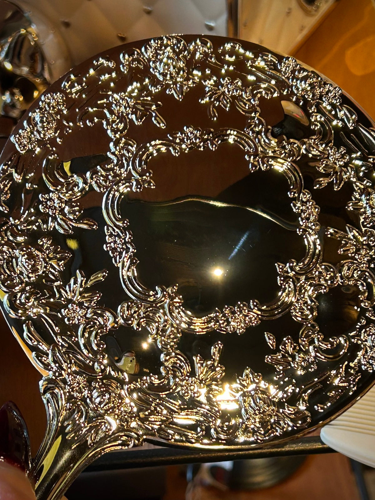 Ornate Silver Brush, Comb & Mirror Vanity Set