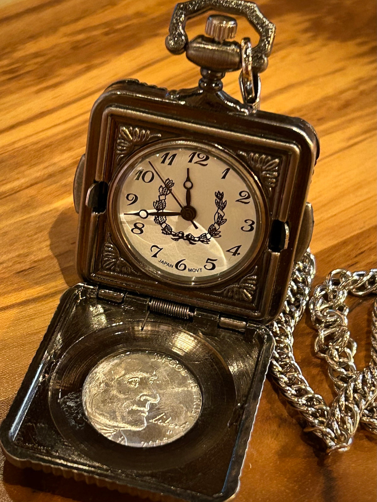 Westward Journey Bison Nickel Coin Pocket Watch